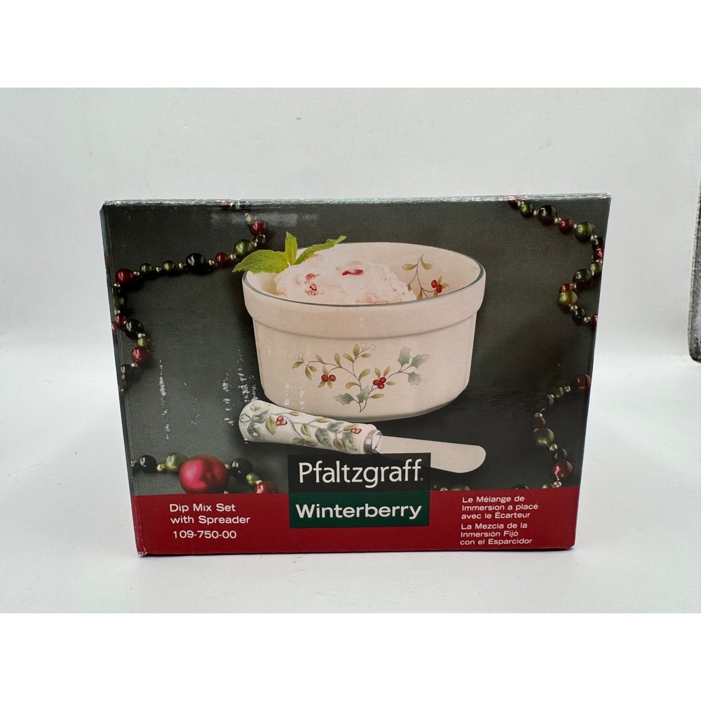 Pfaltzgraff Winterberry Dip Mix Set with Spreader Cream Green Red 109-750-00